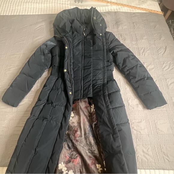 Cole Haan Jacket Womens Signature Hooded Down Blend Coat Navy Puffer Size Small - Picture 12 of 16